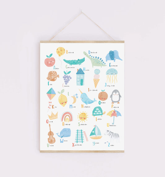 CHILDREN'S ALPHABET PRINT , EDUCATIONAL PRINT , MY FIRST ALPHABET PRINT