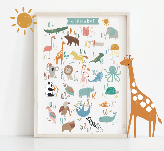 Animal Alphabet print , Nursery print , Kids prints , Educational prints