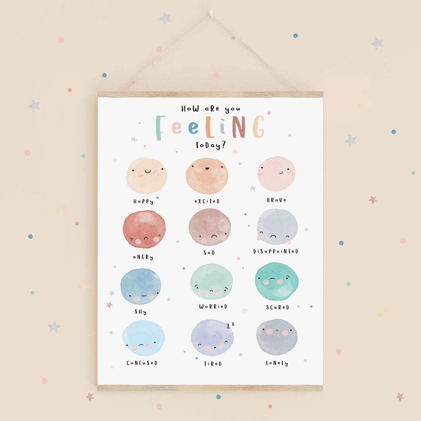 Feelings chart/ kids prints/ nursery print/ educational